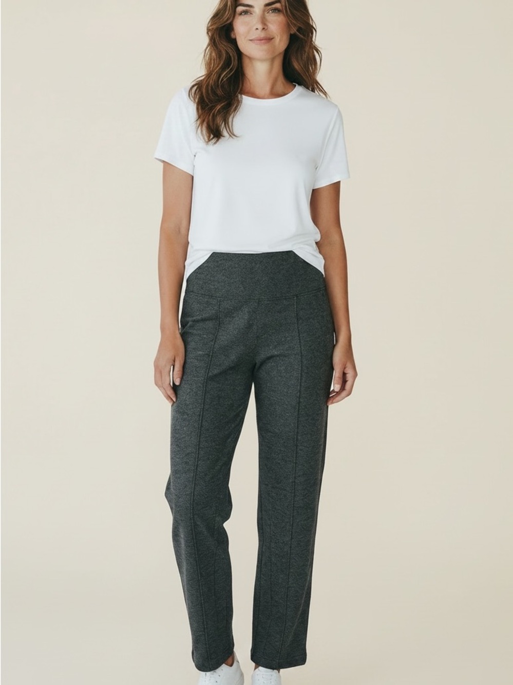 Lysse Straight Leg Woven Pants in Charcoal Heather